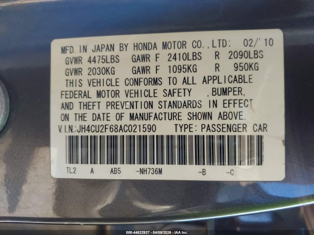 2010 ACURA TSX JH4CU2F68AC021590 Photo 8