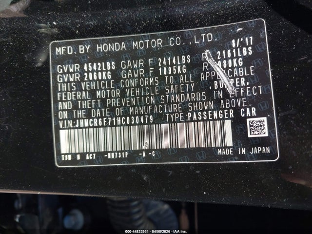 Продажа на аукционе авто 2017 Honda Accord Hybrid Touring, vin: JHMCR6F71HC030479, номер лота: 44822931