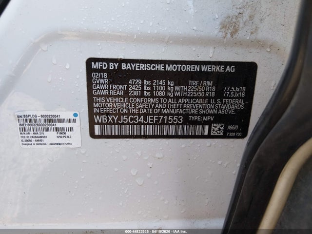 Aukcja sprzedaży 2018 Bmw X2 Xdrive28i, vin: WBXYJ5C34JEF71553, numer aukcji: 44822935