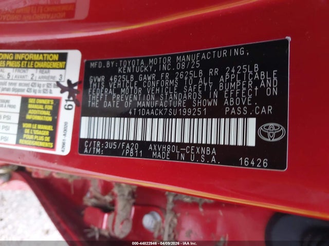 Продаж на аукціоні авто 2025 Toyota Camry Le, vin: 4T1DAACK7SU199251, номер лоту: 44822946