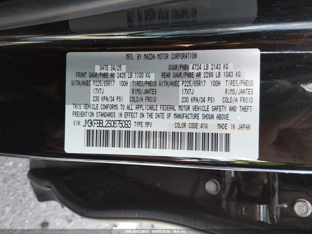 Aukcja sprzedaży 2025 Mazda Cx-5 2.5 S Select, vin: JM3KFBBL2S0675093, numer aukcji: 44822950