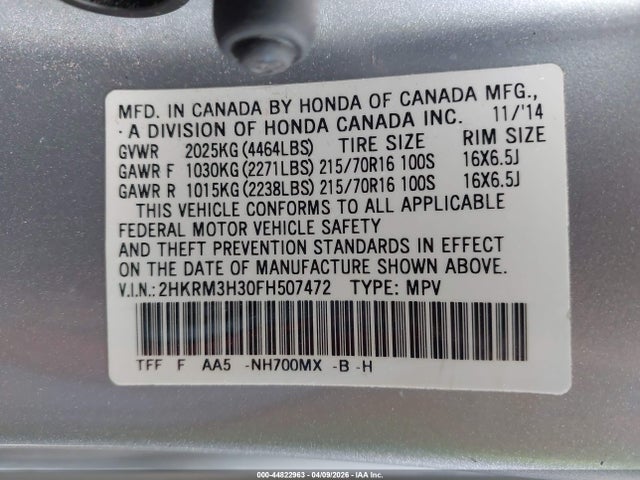 2015 HONDA CR-V 2HKRM3H30FH507472 Photo 8