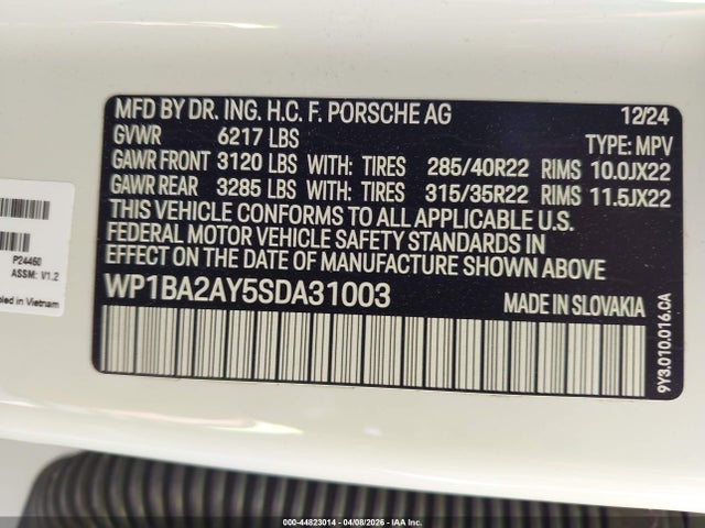 Продаж на аукціоні авто 2025 Porsche Cayenne Coupe, vin: WP1BA2AY5SDA31003, номер лоту: 44823014