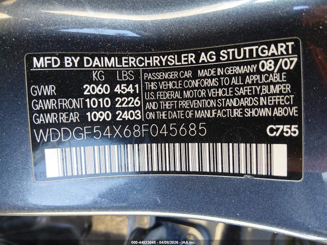 44823048 :رقم المزاد ، WDDGF54X68F045685 vin ، 2008 Mercedes-benz C 300 Luxury/sport مزاد بيع