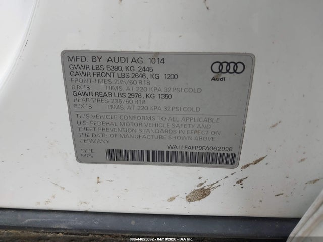 44823092 :رقم المزاد ، WA1LFAFP9FA062998 vin ، 2015 Audi Q5 2.0t Premium مزاد بيع
