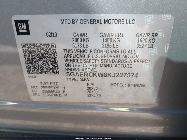 Продаж на аукціоні авто 2019 Buick Enclave Fwd Premium, vin: 5GAERCKW8KJ237574, номер лоту: 44823105