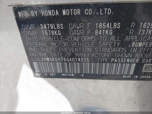 2016 HONDA FIT JHMGK5H75GX014225 Photo 8