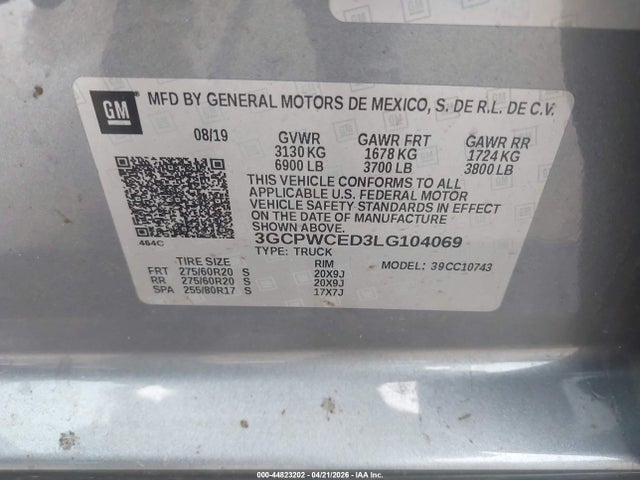 3GCPWCED3LG104069 Chevrolet Silverado 1500 2wd Standard Bed Lt