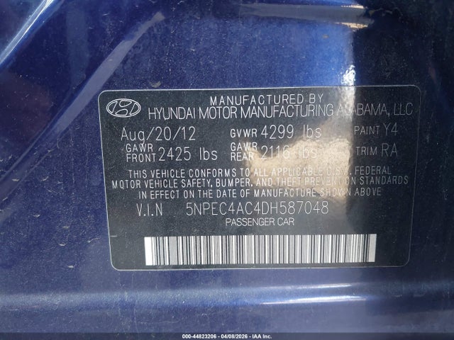 2013 HYUNDAI SONATA 5NPEC4AC4DH587048 Photo 8