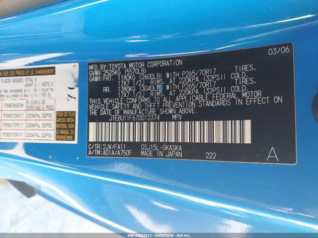 2007 TOYOTA FJ CRUISER JTEBU11F670012374 Photo 8