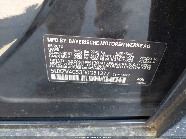 Продажа на аукционе авто 2013 Bmw X5 Xdrive35i/xdrive35i Premium/xdrive35i Sport Activity, vin: 5UXZV4C53D0G51377, номер лота: 44823220