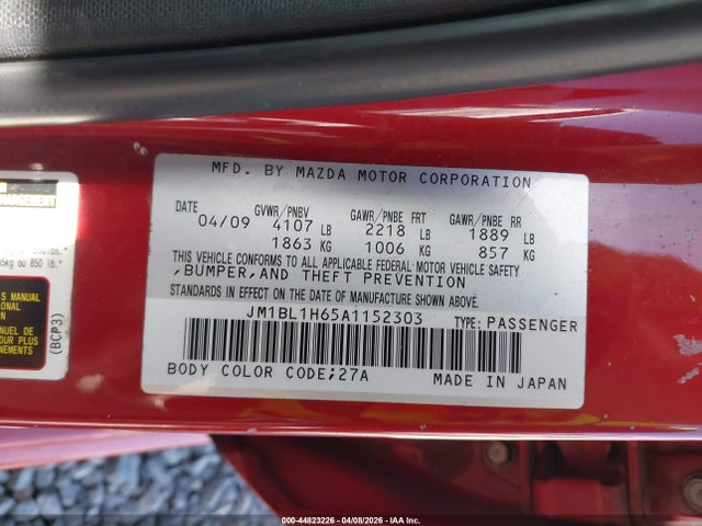 44823226 :رقم المزاد ، JM1BL1H65A1152303 vin ، 2010 Mazda Mazda3 S Sport مزاد بيع