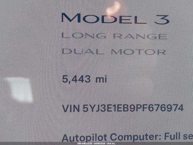 2023 Tesla Model 3 Long Range Dual Motor All-wheel Drive მანქანა იყიდება აუქციონზე, vin: 5YJ3E1EB9PF676974, აუქციონის ნომერი: 44823229