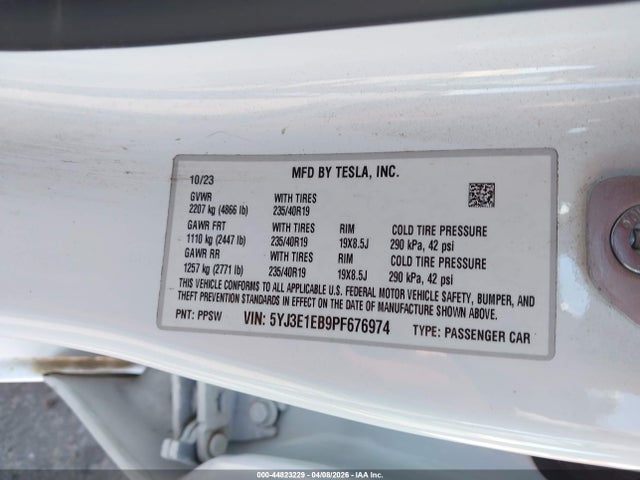 2023 Tesla Model 3 Long Range Dual Motor All-wheel Drive მანქანა იყიდება აუქციონზე, vin: 5YJ3E1EB9PF676974, აუქციონის ნომერი: 44823229