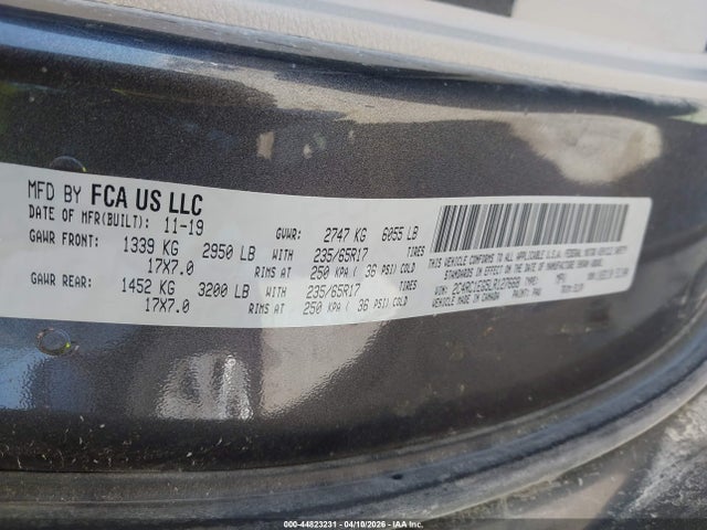 44823231 :رقم المزاد ، 2C4RC1EG5LR127668 vin ، 2020 Chrysler Pacifica Touring L Plus مزاد بيع