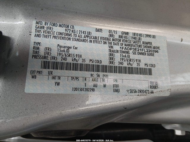 Ford FOCUS S 2015 1FADP3E21FL220396 Image 9
