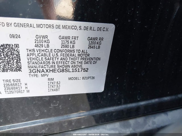 Aukcja sprzedaży 2025 Chevrolet Equinox Fwd Lt, vin: 3GNAXHEG8SL151752, numer aukcji: 44823297