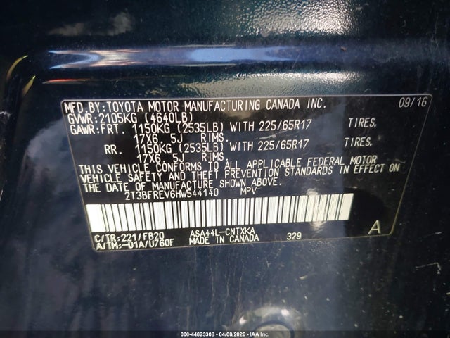 Toyota RAV4 LE 2017 2T3BFREV6HW544140 Image 9