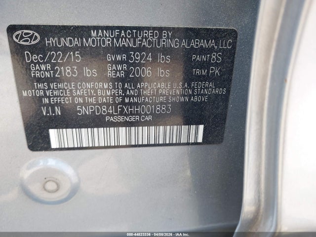 Продаж на аукціоні авто 2017 Hyundai Elantra Se, vin: 5NPD84LFXHH001883, номер лоту: 44823336