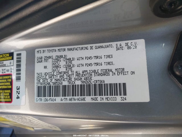 2020 TOYOTA TACOMA 3TYRX5GN0LT005268 Photo 8