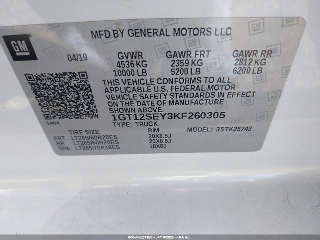 Aukcja sprzedaży 2019 Gmc Sierra 2500hd Denali, vin: 1GT12SEY3KF260305, numer aukcji: 44823363
