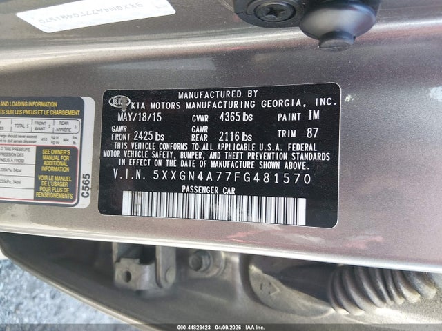 Aukcja sprzedaży 2015 Kia Optima Ex, vin: 5XXGN4A77FG481570, numer aukcji: 44823423