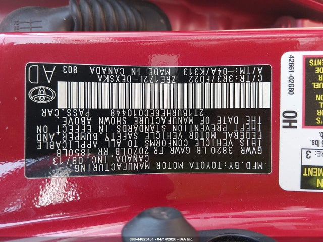 44823431 :رقم المزاد ، 2T1BURHE6EC010448 vin ، 2014 Toyota Corolla S Plus مزاد بيع