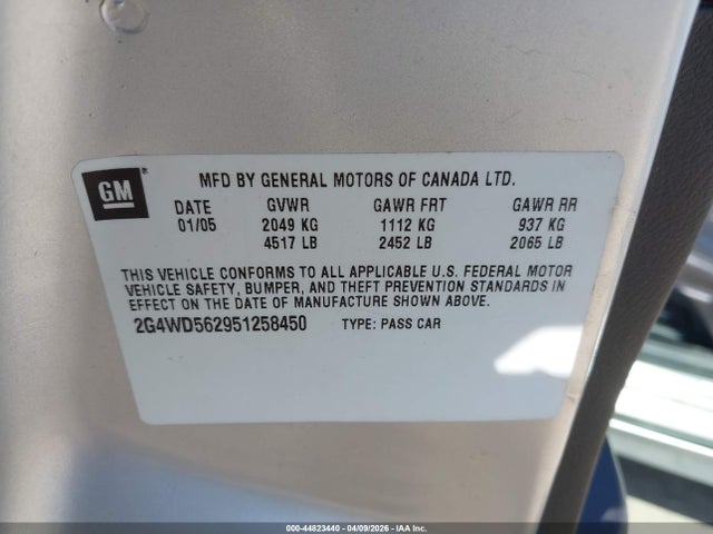 2005 Buick Lacrosse Cxl მანქანა იყიდება აუქციონზე, vin: 2G4WD562951258450, აუქციონის ნომერი: 44823440