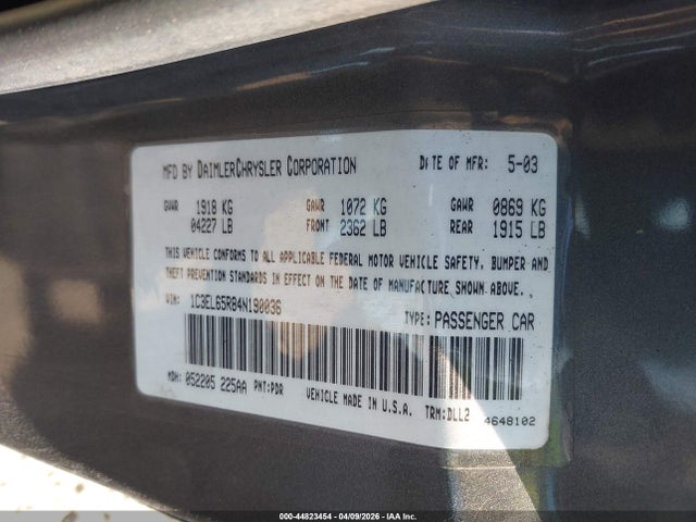 2004 CHRYSLER SEBRING 1C3EL65R84N190036 Photo 8