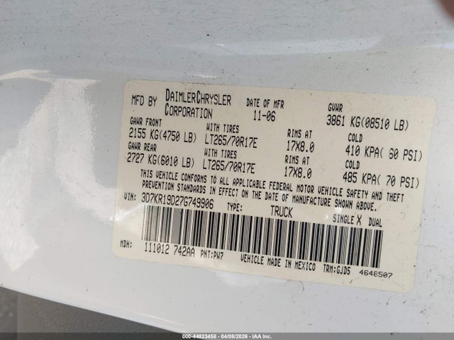 2007 DODGE RAM 1500 3D7KR19D27G749906 Photo 8