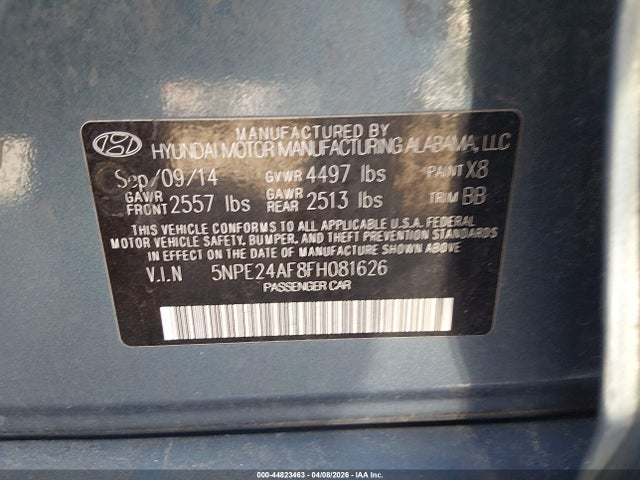 Продаж на аукціоні авто 2015 Hyundai Sonata Se, vin: 5NPE24AF8FH081626, номер лоту: 44823463