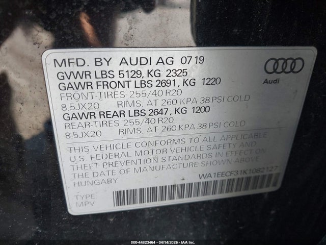 Aukcja sprzedaży 2019 Audi Q3 2.0t S Line Premium, vin: WA1EECF31K1082127, numer aukcji: 44823464
