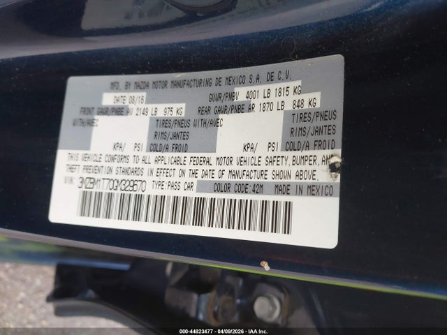 2016 Mazda Mazda3 I Sport მანქანა იყიდება აუქციონზე, vin: 3MZBM1T70GM329670, აუქციონის ნომერი: 44823477