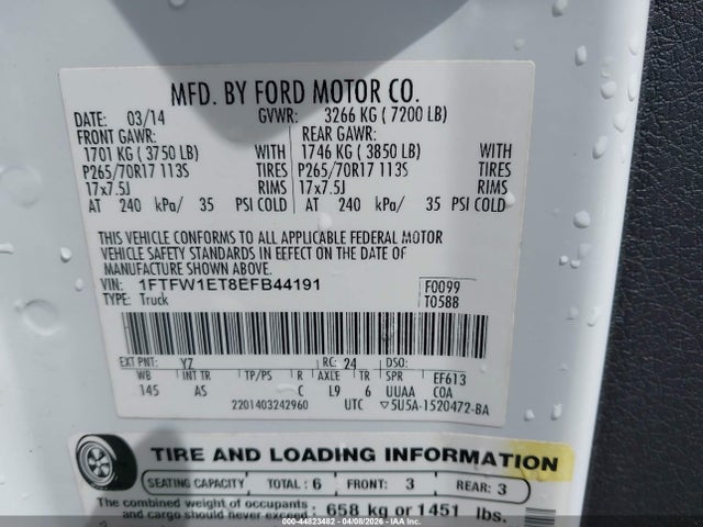 Продаж на аукціоні авто 2014 Ford F-150 Xl, vin: 1FTFW1ET8EFB44191, номер лоту: 44823482