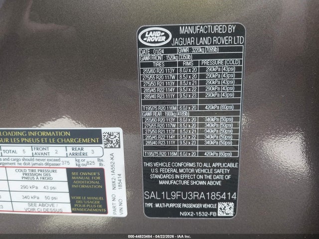 SAL1L9FU3RA185414 Land Rover Range Rover Sport Dynamic Se