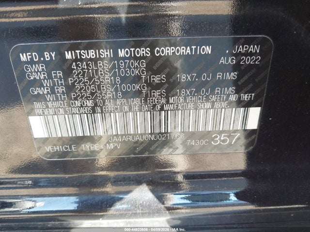 Продаж на аукціоні авто 2022 Mitsubishi Outlander Sport 2.0 Be Awc/2.0 Es Awc/2.0 Le Awc/2.0 Se Awc/2.0 Se Special Edition Awc, vin: JA4ARUAU0NU021766, номер лоту: 44823506