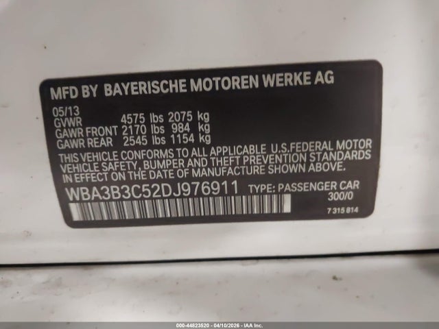 44823520 :رقم المزاد ، WBA3B3C52DJ976911 vin ، 2013 Bmw 328i Xdrive مزاد بيع