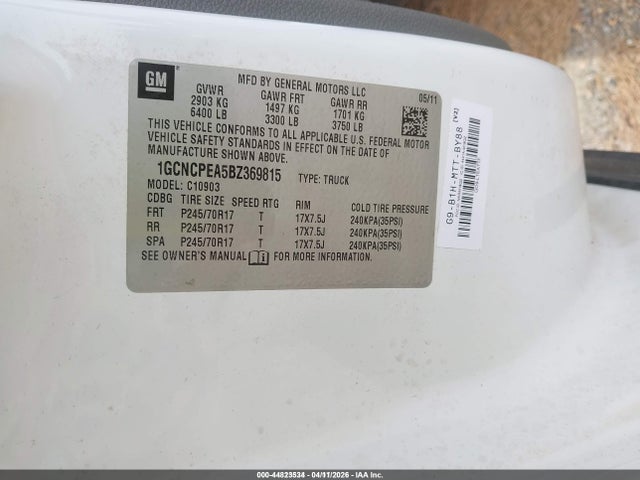 2011 CHEVROLET SILVERADO 1500 1GCNCPEA5BZ369815 Photo 8
