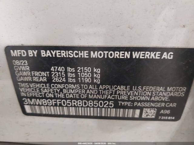 Aukcja sprzedaży 2024 Bmw 330i Xdrive, vin: 3MW89FF05R8D85025, numer aukcji: 44823535