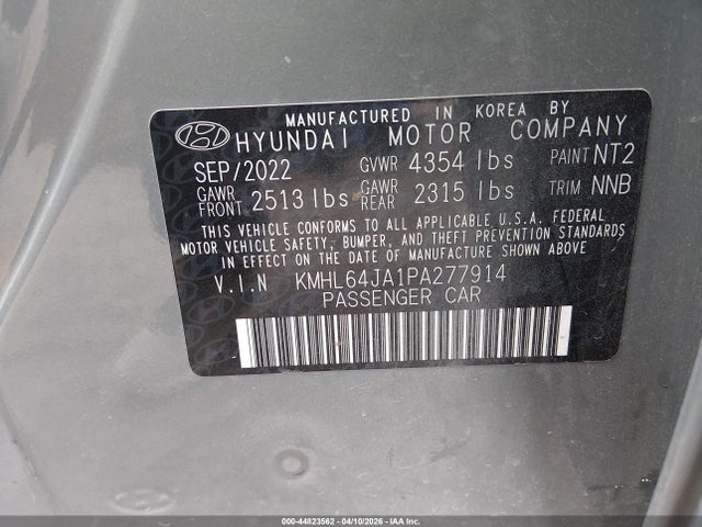44823562 :رقم المزاد ، KMHL64JA1PA277914 vin ، 2023 Hyundai Sonata Sel مزاد بيع