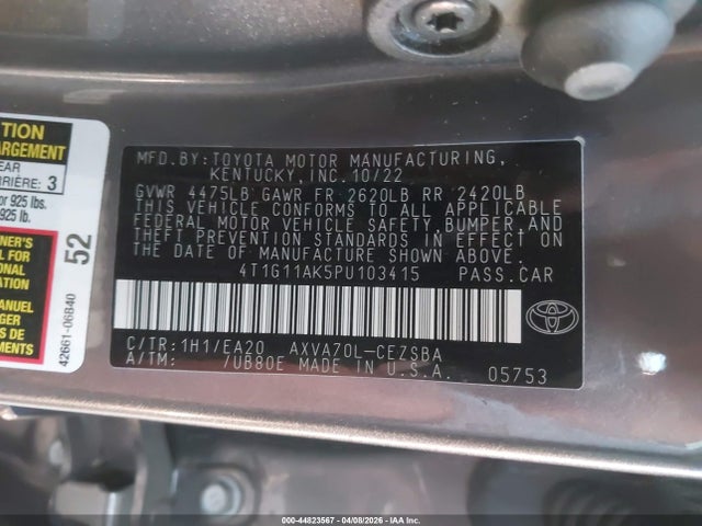 4T1G11AK5PU103415 Toyota CAMRY SE