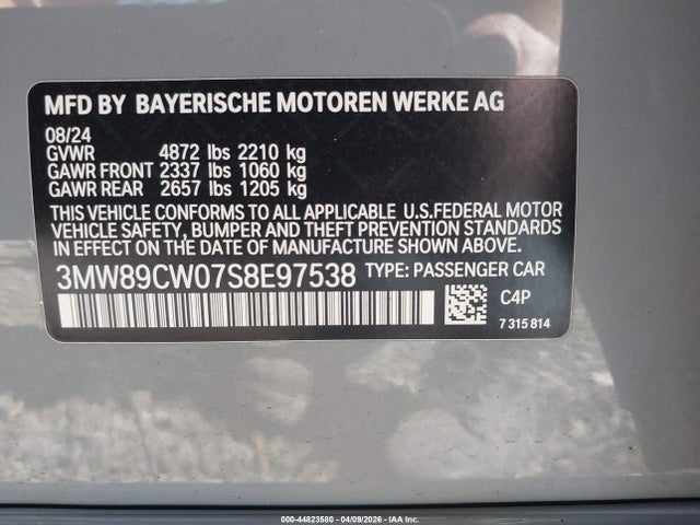 Продажа на аукционе авто 2025 Bmw 330i Xdrive, vin: 3MW89CW07S8E97538, номер лота: 44823580