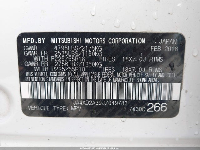 2018 MITSUBISHI OUTLANDER JA4AD2A39JZ049783 Photo 8