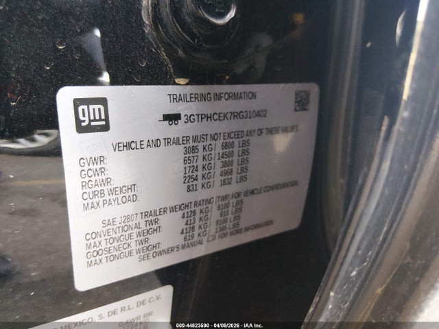 44823590 :رقم المزاد ، 3GTPHCEK7RG310402 vin ، 2024 Gmc Sierra 1500 2wd  Short Box Elevation مزاد بيع