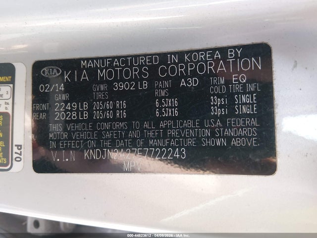 Продаж на аукціоні авто 2014 Kia Soul, vin: KNDJN2A27E7722243, номер лоту: 44823612