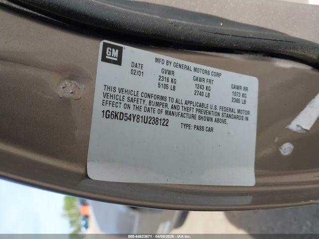 2001 CADILLAC DEVILLE 1G6KD54Y81U238122 Photo 8