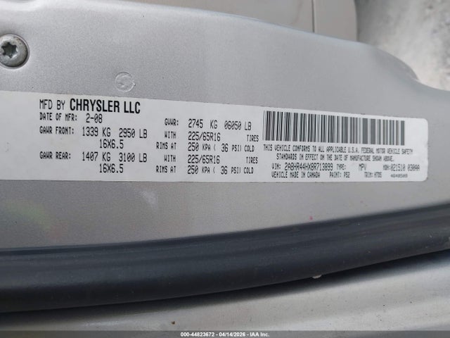 Aukcja sprzedaży 2008 Chrysler Town & Country Lx, vin: 2A8HR44HX8R713899, numer aukcji: 44823672