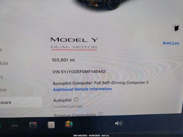 2021 Tesla Model Y Performance Dual Motor All-wheel Drive მანქანა იყიდება აუქციონზე, vin: 5YJYGDEF0MF146442, აუქციონის ნომერი: 44823683