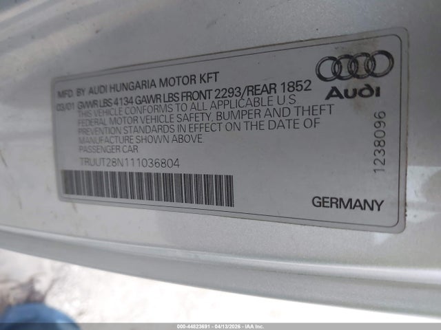 2001 AUDI TT TRUUT28N111036804 Photo 8