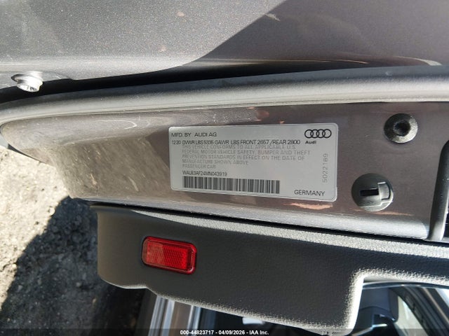 Aukcja sprzedaży 2021 Audi A6 Premium Plus 45 Tfsi Quattro S Tronic, vin: WAUE3AF24MN043919, numer aukcji: 44823717